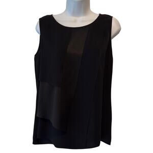 ❤️HOST PICK❤️ Lafayette 148 Silk Multi Layer Black Tank with Side Zip Size 4 EUC